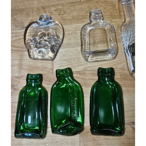 Flat Fused Melted Mini Liquor Bottles Alcohol Bar Art Craft Supplies Clear Green - Picture 2 of 6